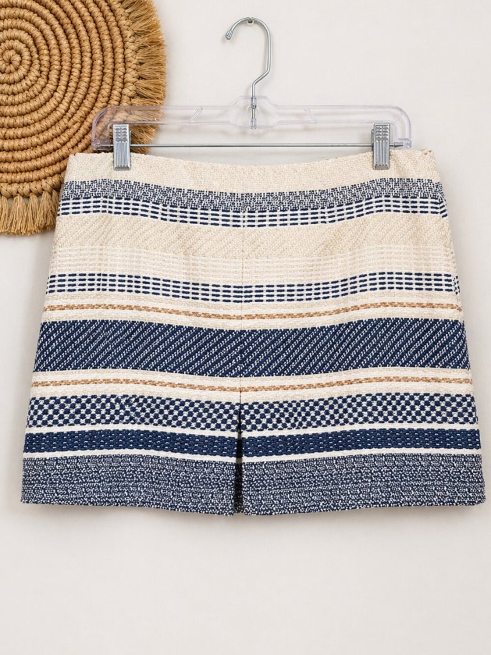 Anthropologie Cartonnier Lana Tweed Jacquard Striped Shorts Skort SZ 10 Preppy - Picture 3 of 11